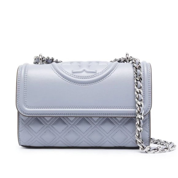 Tory Burch Handbags - NWT Tory Burch Fleming Small Leather Shoulder Crossbody Bag CLOUD BLUE Authentic